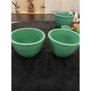 2 Vintage Fiesta Ware Original Green Mixing Bowl #2 Nesting Bowl